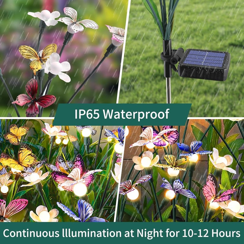 FENSAN Solar Garden Lights,4packs-32LED Outdoor Solar Powered Decor for Yard, Patio, Pathway, IP65 Waterproof Butterfly Lights - Image 4